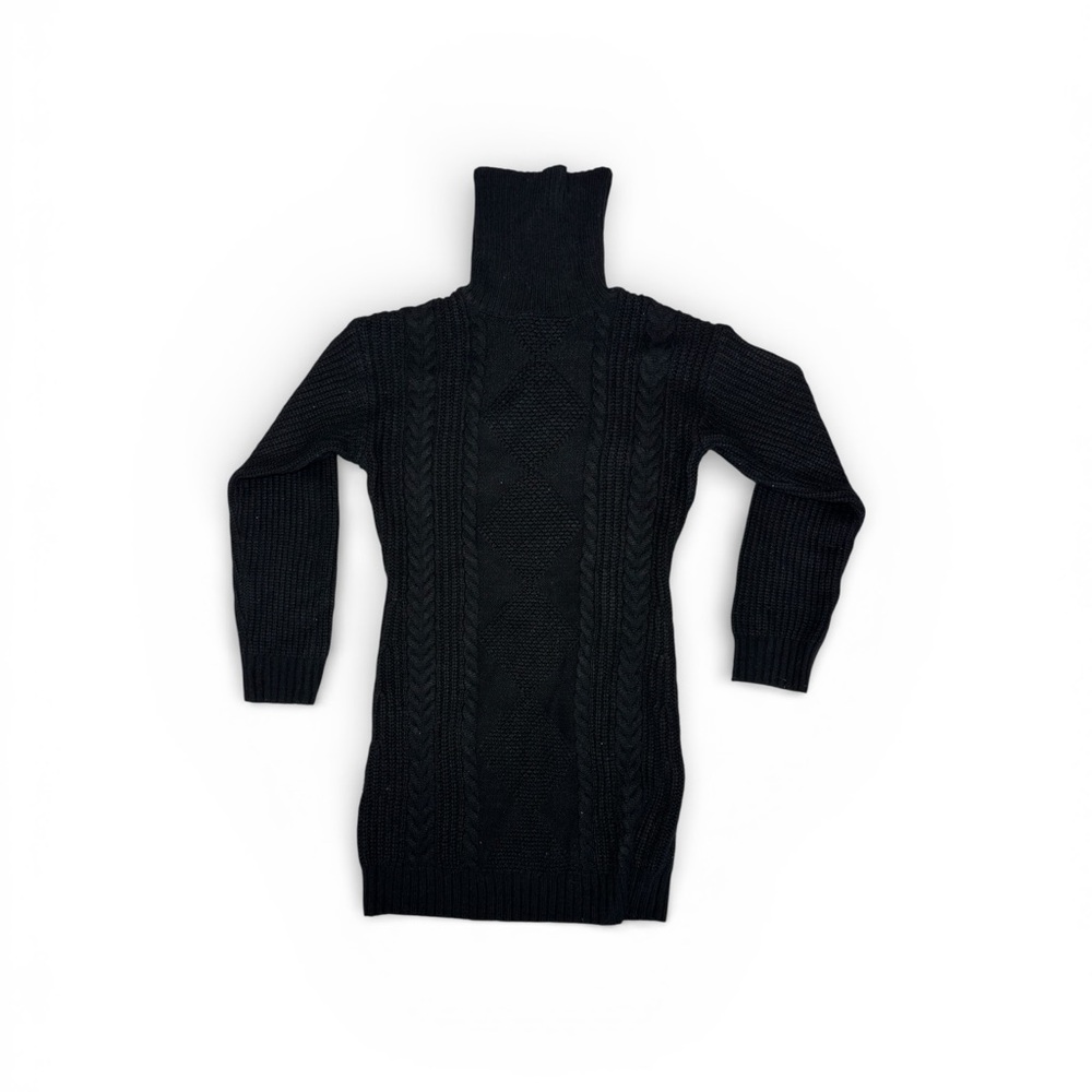 Dancing Yarns Women’s Black Turtleneck Cable Knit Sweater Size Medium